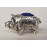 A Sterling silver novelty pin cushion, in the form of a pig