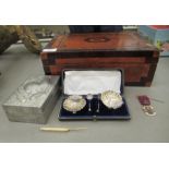 A mixed lot: to include a late Victorian box of mixed veneers with a hinged lid  5"h  14"w