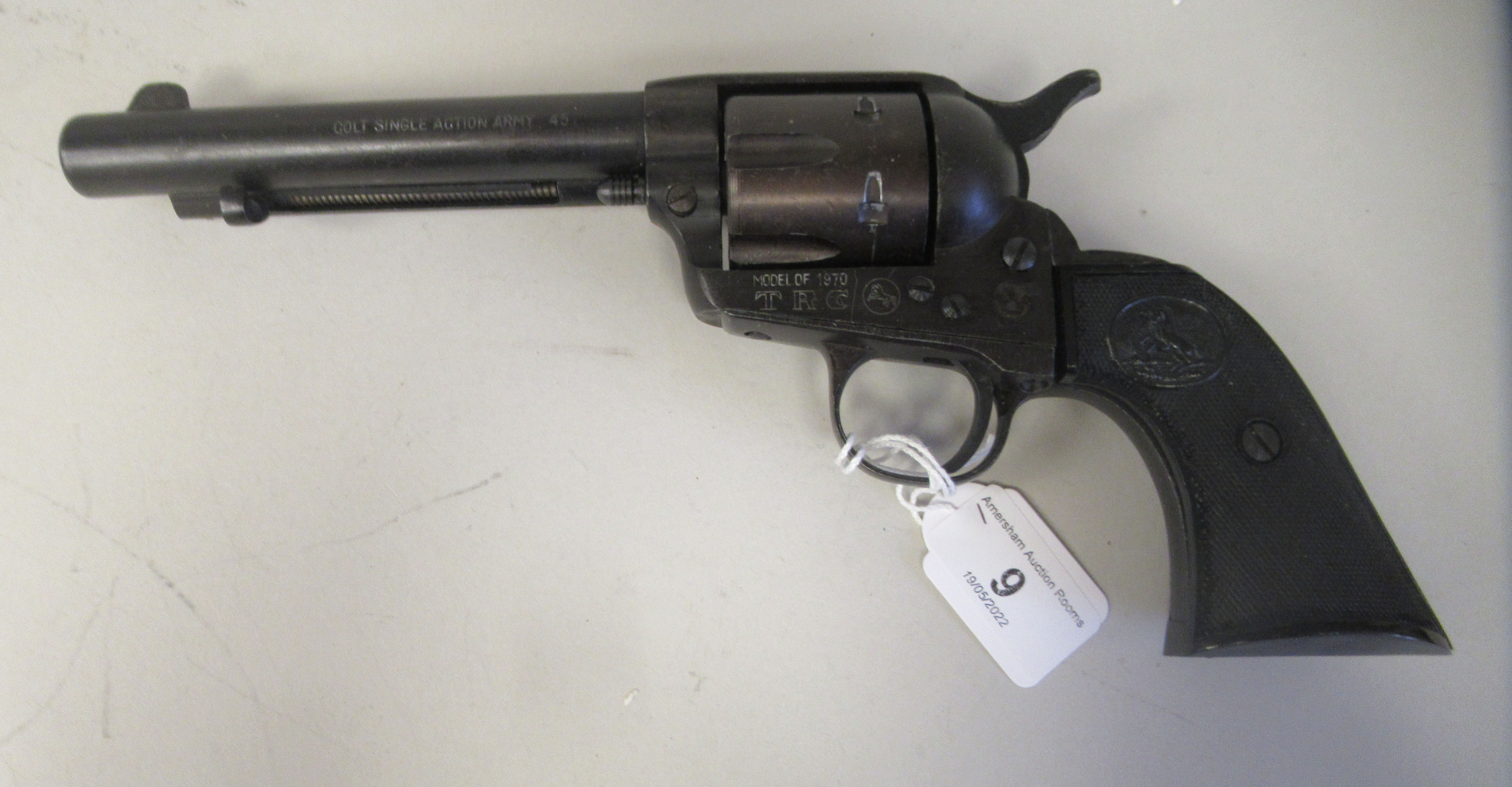 A replica TRC 1970s Colt 45 SA army revolver with six dummy rounds  cased - Image 3 of 11