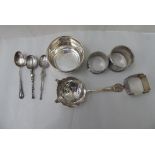 Silver items: to include three dissimilar napkin rings  mixed marks