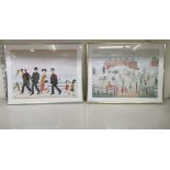 L S Lowery -  two street scenes  coloured prints  11" x 16"  framed