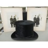 A late Victorian Dunn & Co black silk top hat, size 15  (Formerly the property of one Henry Rogers B