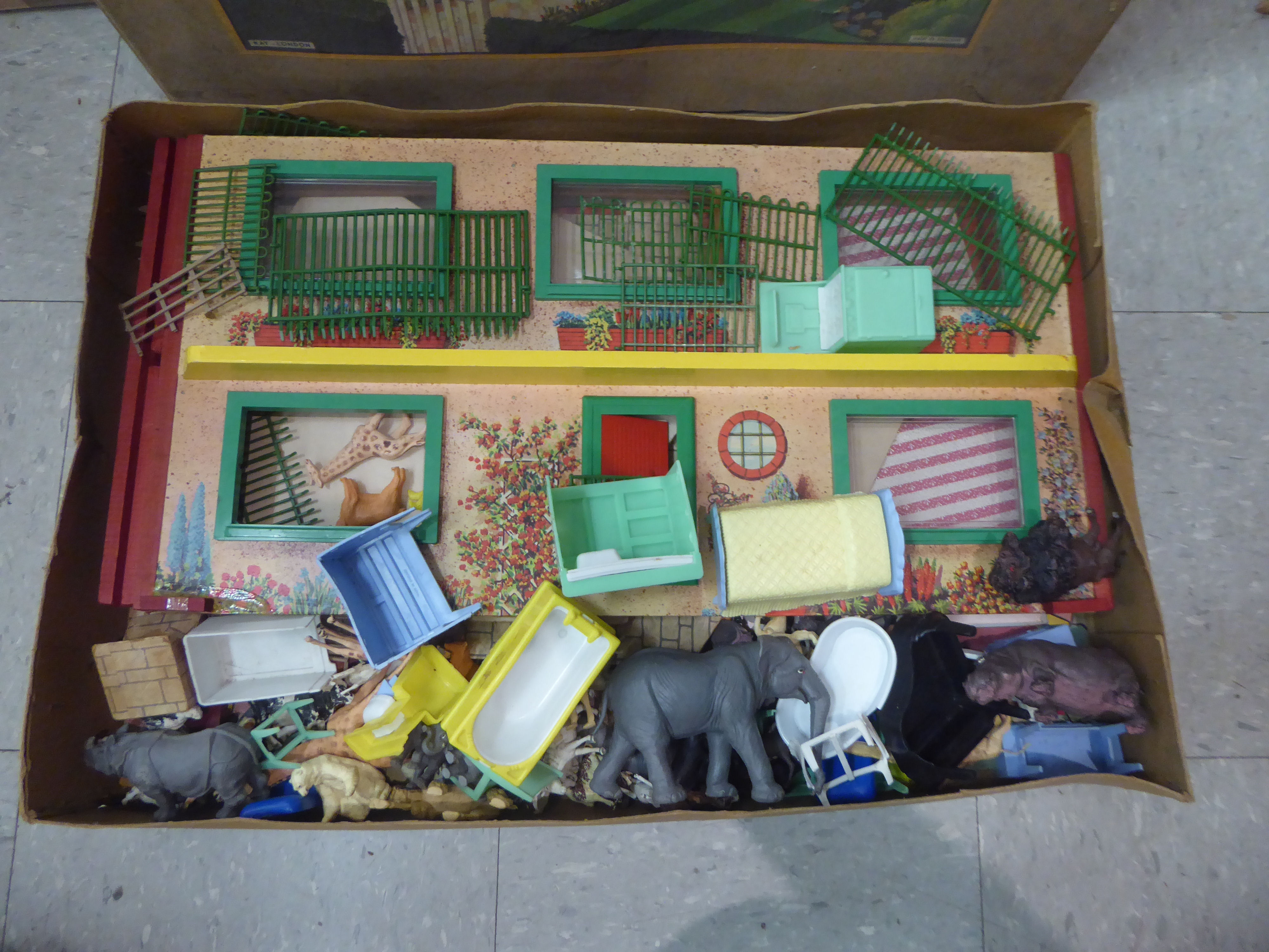 A Kay - London 'The Carlise Dollshouse'  boxed; with associated furniture and miscellaneous animals - Image 2 of 4