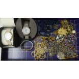 Items of personal ornament: to include simulated pearls; and a Raymond Weil wristwatch