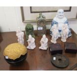 Oriental collectables: to include a Chinese porcelain blanc de chine figure, a deity  5.5"h