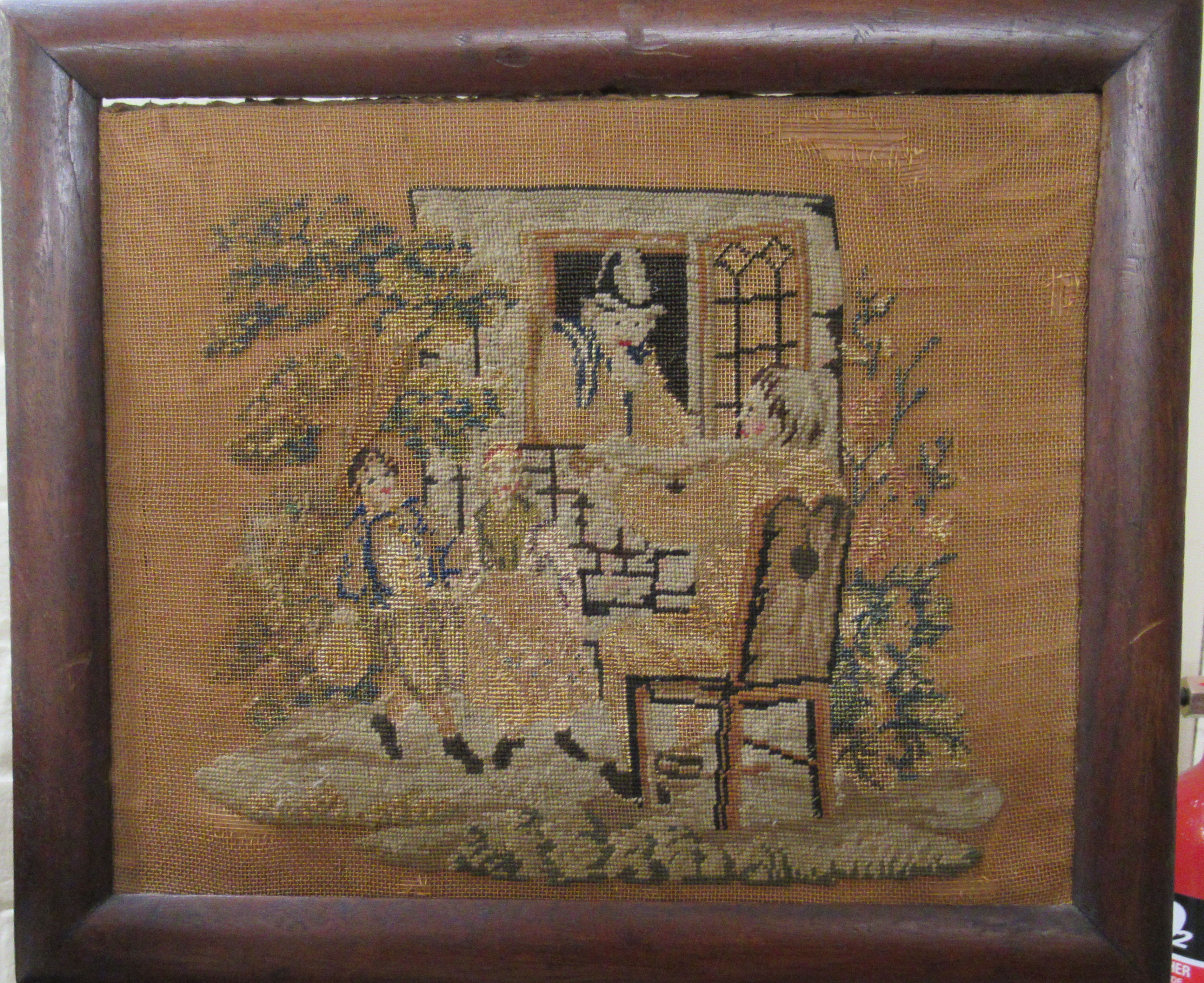 An early Victorian mahogany pole screen with a height adjustable tapestry panel  55"h - Image 2 of 2