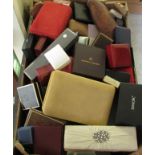 Jewellery and watch boxes: to include leather clad examples  various sizes