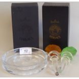 Art Nouveau inspired glassware: to include pair of Rosenthal Versace bottle stoppers  5"h  boxed