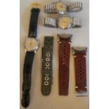 Three various wristwatches and two straps: to include an Hy Moser & Cie stainless steel cased
