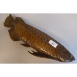 A patinated bronze metal model, a carp  17.5"L