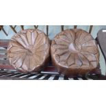 A pair of Dunelm brown hide covered bean bags