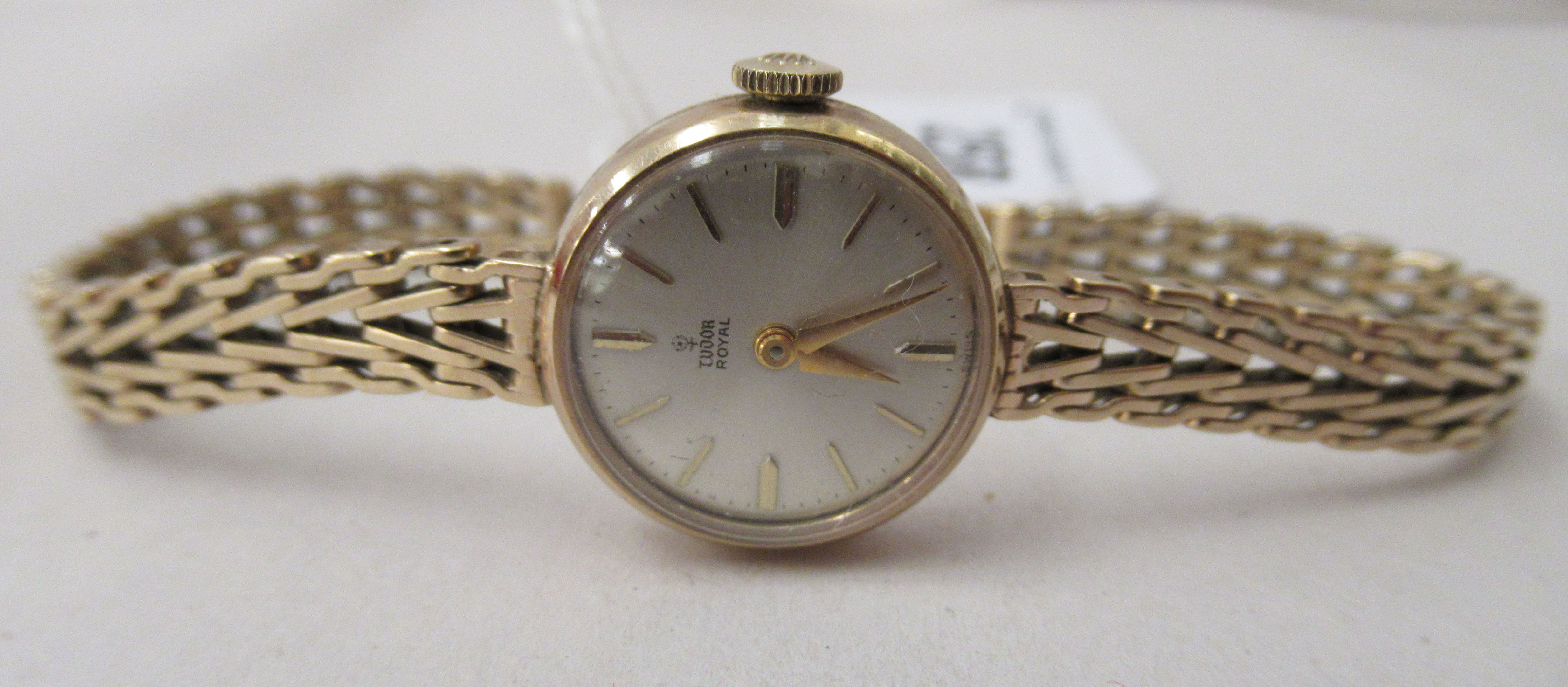 A ladies Tudor 9ct gold bracelet wristwatch, faced by a baton dial  cased - Image 2 of 3