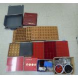 Coin collectors accessories: to include albums and trays  various sizes