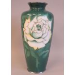 A 20thC light green enamel vase of baluster form, decorated with floral designs  10"h