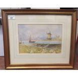 John Fraser - 'Windmill at Littlehampton'  watercolour  bears a signature  7" x 10"  framed