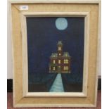 Ian Fraser - 'Moon over a house'  oil on canvas  bears a signature & dated '60  15.5" x 11.5"