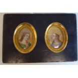 A pair of 19thC oval head and shoulders portrait miniatures, respectively featuring two religious