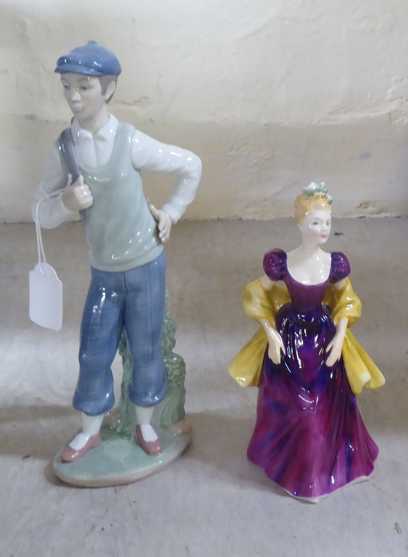 Six Royal Doulton china figures  largest 8"h; and a Nao porcelain figure, a golfer  11"h - Image 2 of 5