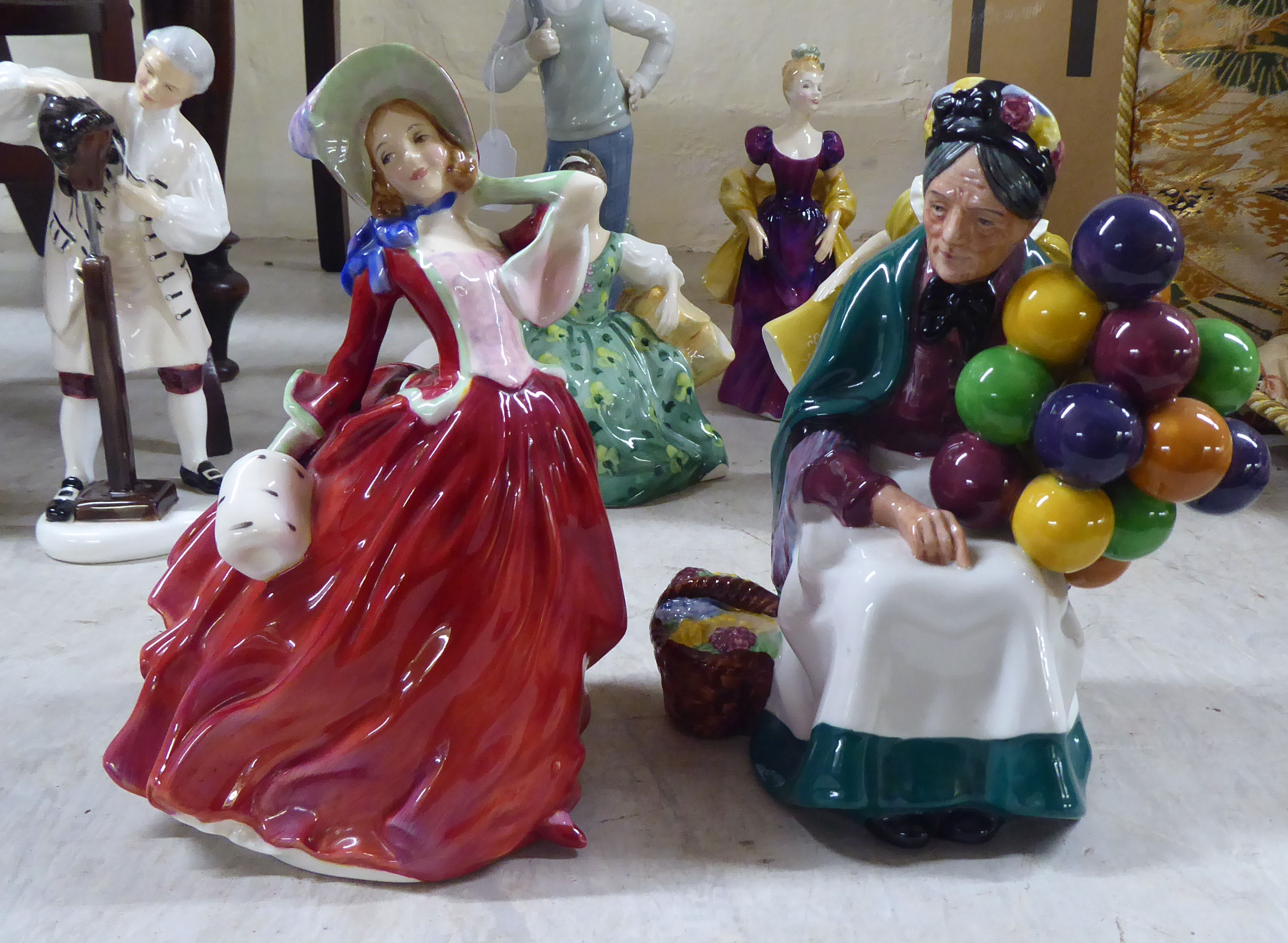 Six Royal Doulton china figures  largest 8"h; and a Nao porcelain figure, a golfer  11"h - Image 5 of 5