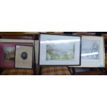 Framed and unframed pictures and prints: to include a John Trenchard Esq.,  monochrome print  4"dia