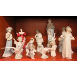 Decorative ceramics: to include Lladro porcelain model animals  largest 4.5"h