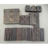 Early/mid 20thC carved wooden printing blocks  various sizes