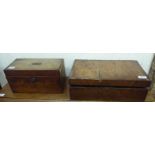 A late Victorian walnut writing slope with a hinged lid, enclosing a part fitted interior  5"h  16"