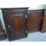 Two similar early 19thC oak corner cabinets  29"h  28"w & 40"h  29"w