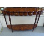 A Brights of Nettlebed Theodore Alexander walnut and mahogany finished two tier hall table with a