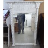 A late Regency white painted pine framed breakfront pier glass  42"h  29"w