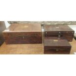 Two similar 19thC rosewood boxes with straight sides and hinged lids  8"h  12"w; and another, later,