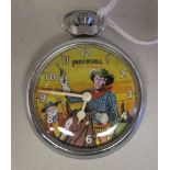 A 1950s Ingersoll stainless steel cased Jeff Arnold animated pocket watch, for Eagle, the keyless