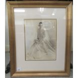 From the studio of Bradford Backrack - a photographic print, a woman wearing a 1950s wedding