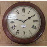 An early 20thC Smith mahogany cased wall clock; the 30 hour movement faced by a painted Roman