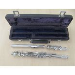 A Melody Makeup silver plated three piece flute  cased