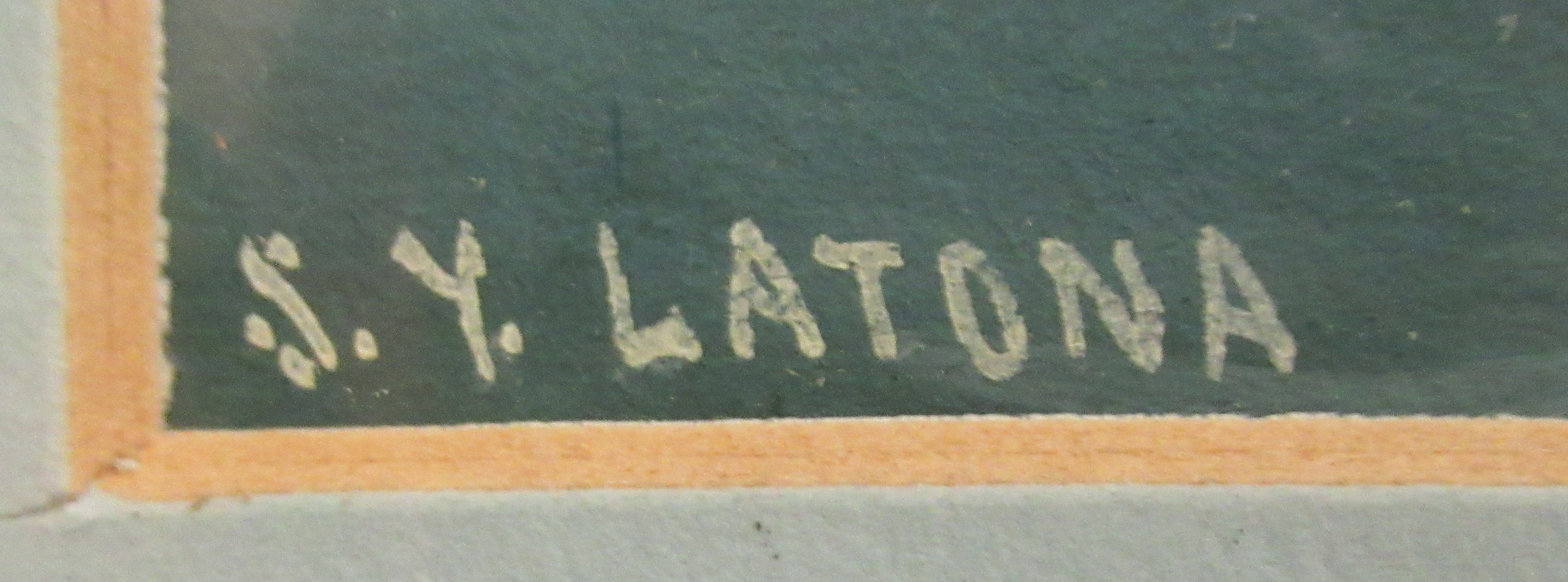 S Y Latona - a late 19thC steam powered, dual mast vessel at sea  gauche  bears a signature & - Image 3 of 5