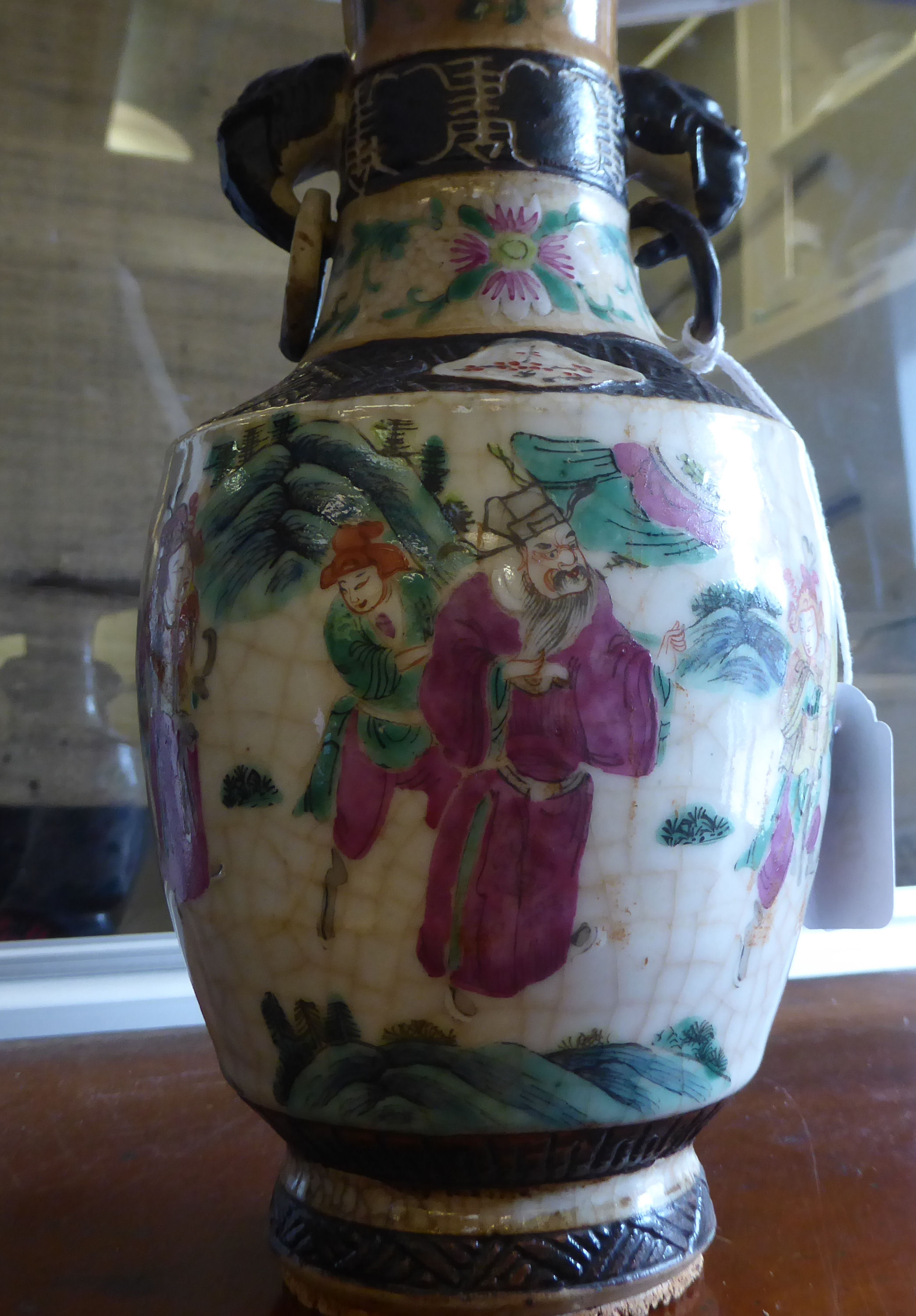A mixed lot: to include a late 19thC Chinese porcelain crackle glazed vase, converted to a lamp, - Image 6 of 9
