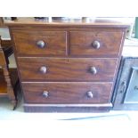 A late Victorian mahogany four drawer dressing chest, on a plinth  35"h  36"w