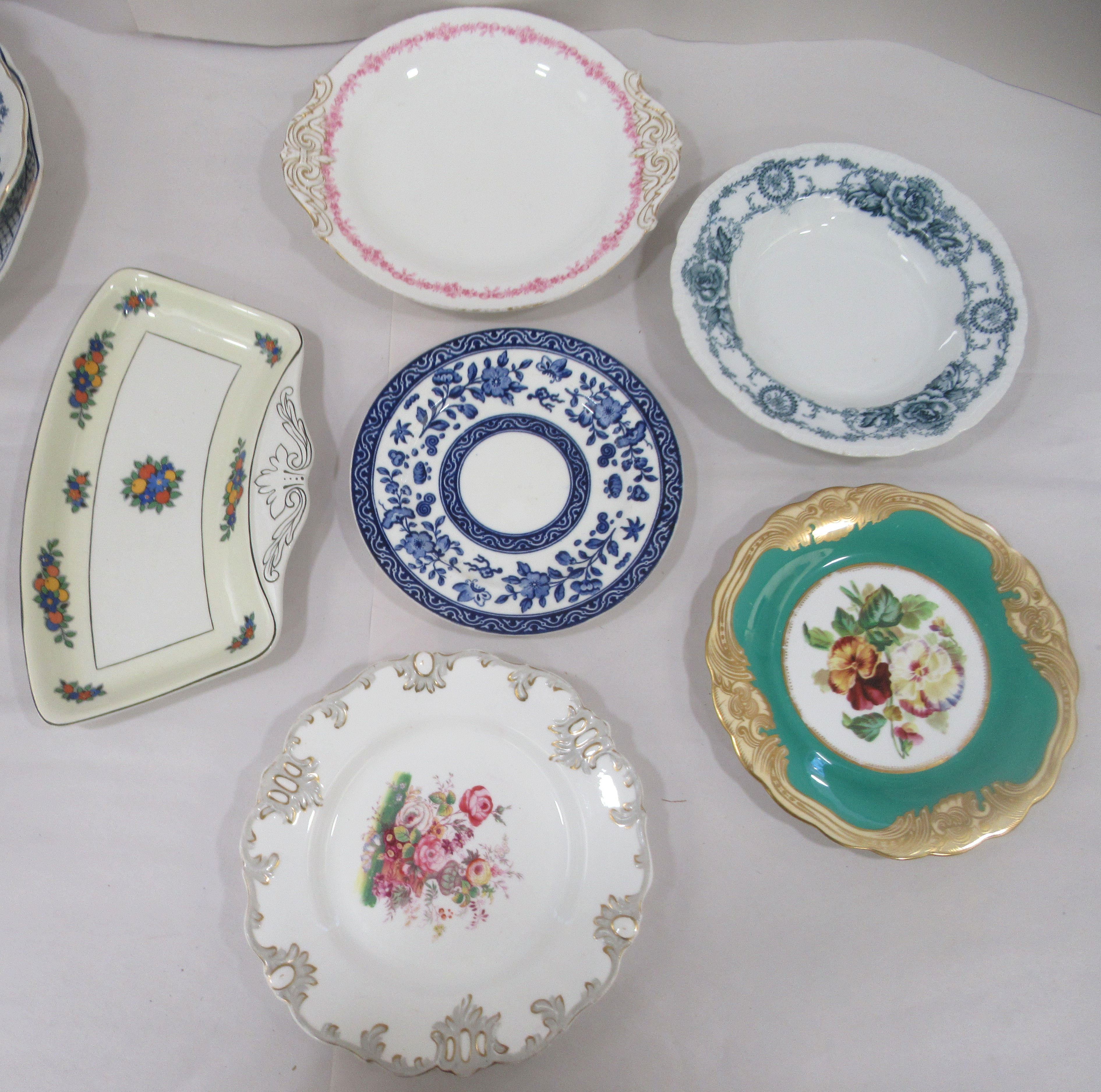 Ceramics: to include a late Victorian bone china cheese dish and cover, decorated with flora and - Image 3 of 6