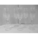 A set of six Waterford Crystal Knightsbridge pattern Champagne flutes