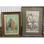 Two framed Georgian prints, viz. an authoritative figure  8" x 12"; and 'Simon Lord Lovat'  9" x 13"