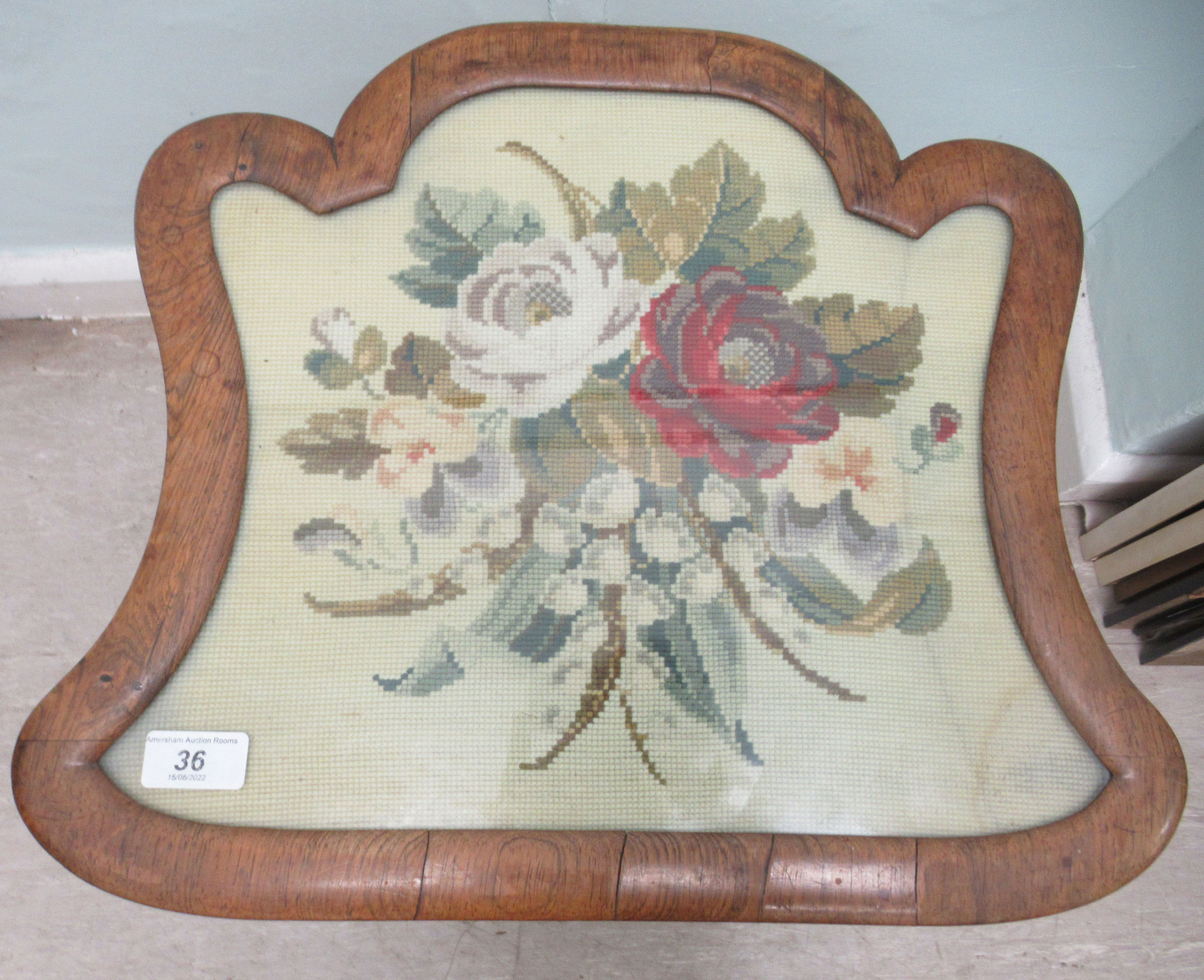 A William IV (marriage) mahogany and rosewood framed occasional table, the top set with a floral - Image 2 of 2