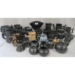 Prinknash pottery: to include tankards; and a table centrepiece  6"h