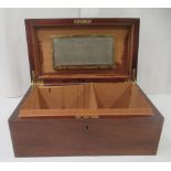 A late 19thC mahogany humidor with straight sides and a hinged lid  6"h  13.5"w