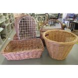 Wicker items: to include a laundry basket and two picnic hampers