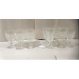 A set of six Waterford Crystal Colleen pattern pedestal sherries glasses; and a set of five larger