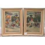 Olly - two Parisian street scenes  oil on board  bearing signatures  9" x 13"  framed