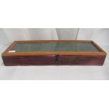 A trader's scratch built partially glazed and pine bound display case  3.5"h  24"w