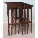 A quartetto of Edwardian string inlaid mahogany occasional tables, raised on square legs  largest