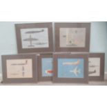 A set of six modern aviation studies  coloured prints: to include a Lockheed Model S Vega  14" x 9"